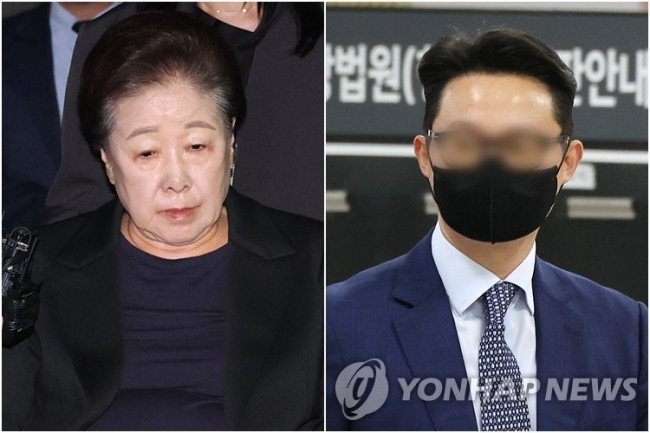 통일교 한학자 총재(왼쪽)와 윤영호 전 세계본부장